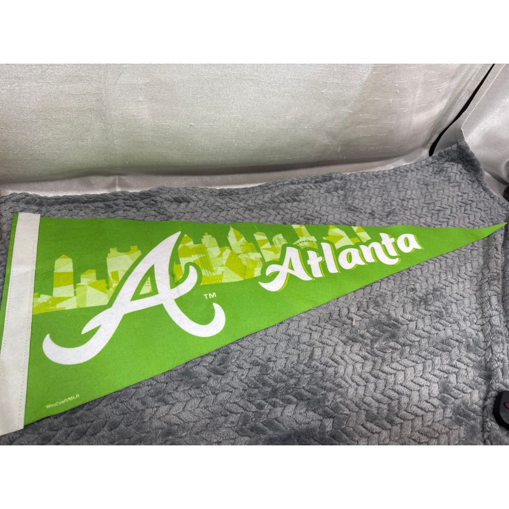 Atlanta Braves MLB Pennant WinCraft Lime Green City Skyline Felt Flag 30 inch